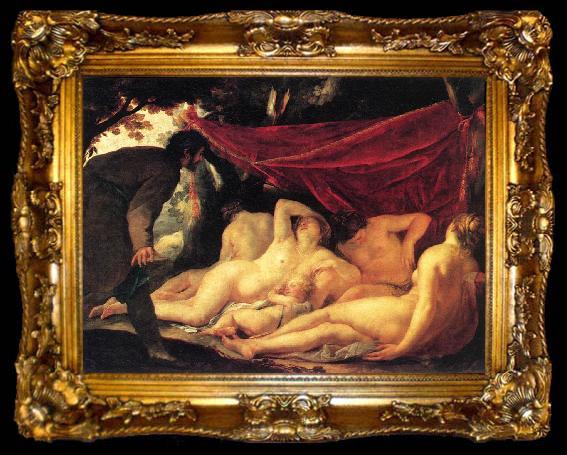 framed  BLANCHARD, Jacques Venus and the Three Graces Surprised by a Mortal k, ta009-2